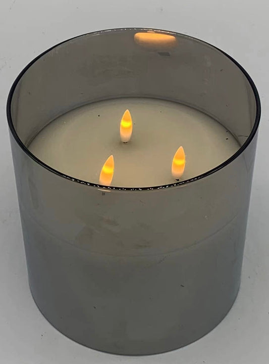 LED Real Wax Candle in Glass Triple-headed