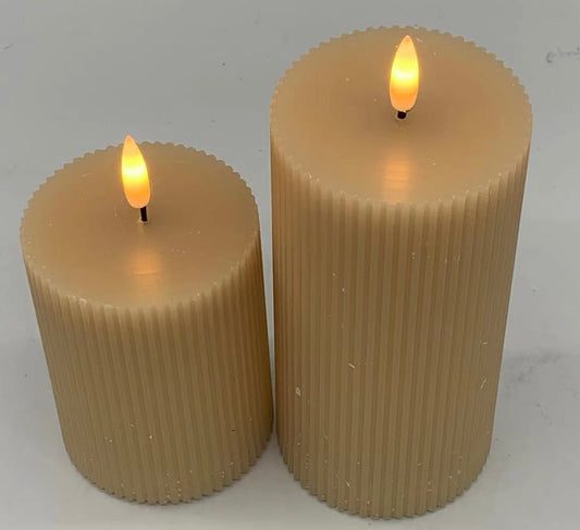 LED Pillar Flameless Candle Stripe 2PK