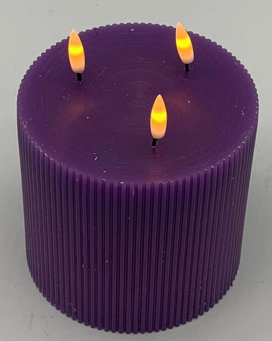 LED Pillar Flameless Candle Stripe Triple -headed