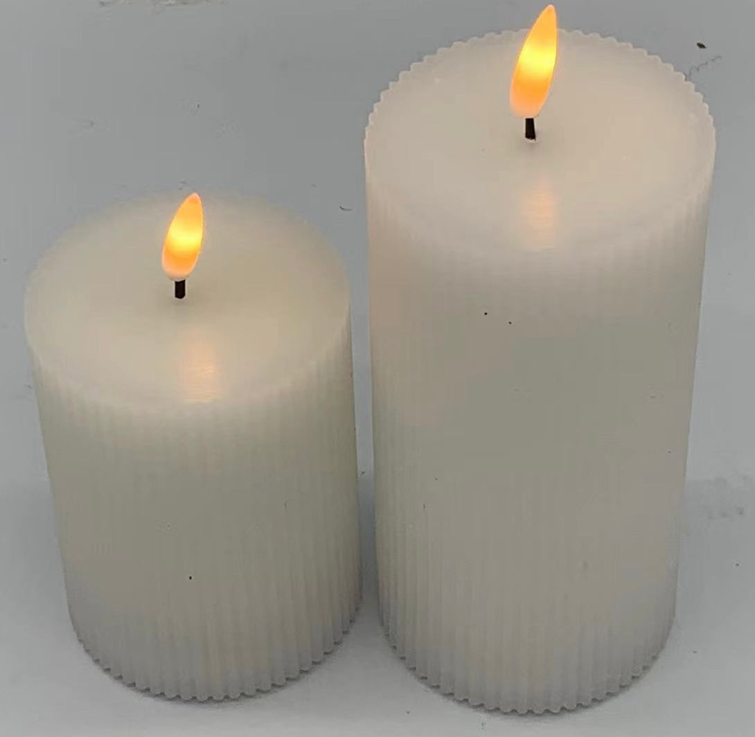 LED Pillar Flameless Candle Stripe 2PK