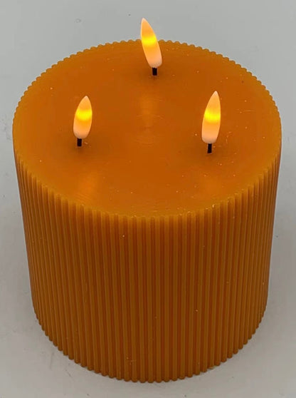 LED Pillar Flameless Candle Stripe Triple -headed