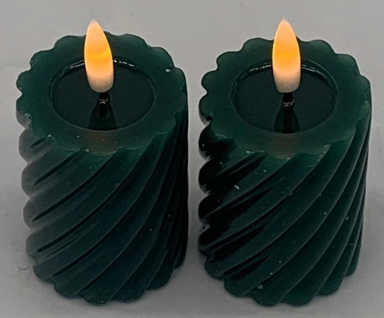 LED Pillar Flameless Candles Swirl 2PK